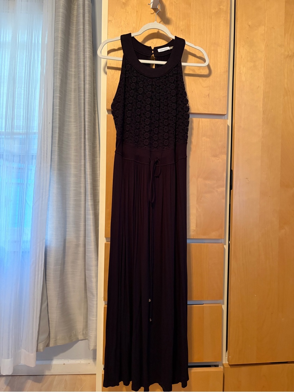 Calvin Klein Black Halter-Style Maxi Dress with Drawstring - Picture 2 of 13